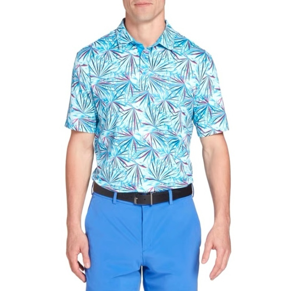 Walter Hagan Men's Perfect 11 Agave Golf Cyan Blue Athletic Polo Shirt Size XL